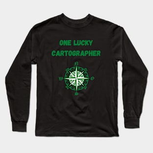 One Lucky Cartographer St Patrick's day compass Long Sleeve T-Shirt